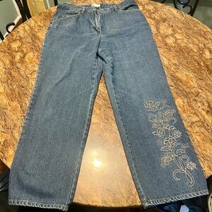 Christopher & Banks Denim Jeans with Embroidery Size 14